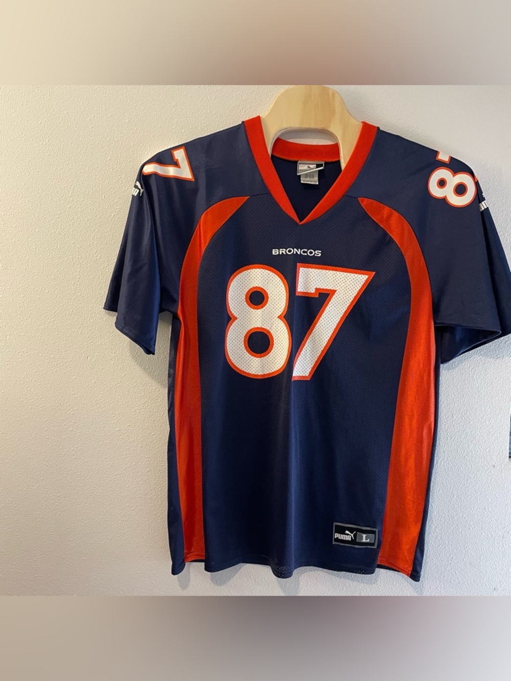 Vintage 98 Denver Broncos Ed McCaffrey #87 Puma Football Jersey Men Large Blue